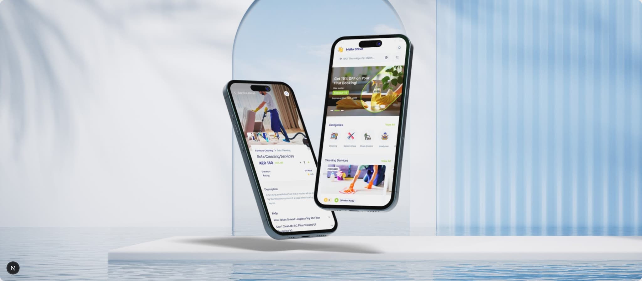 Klensa app on two phones